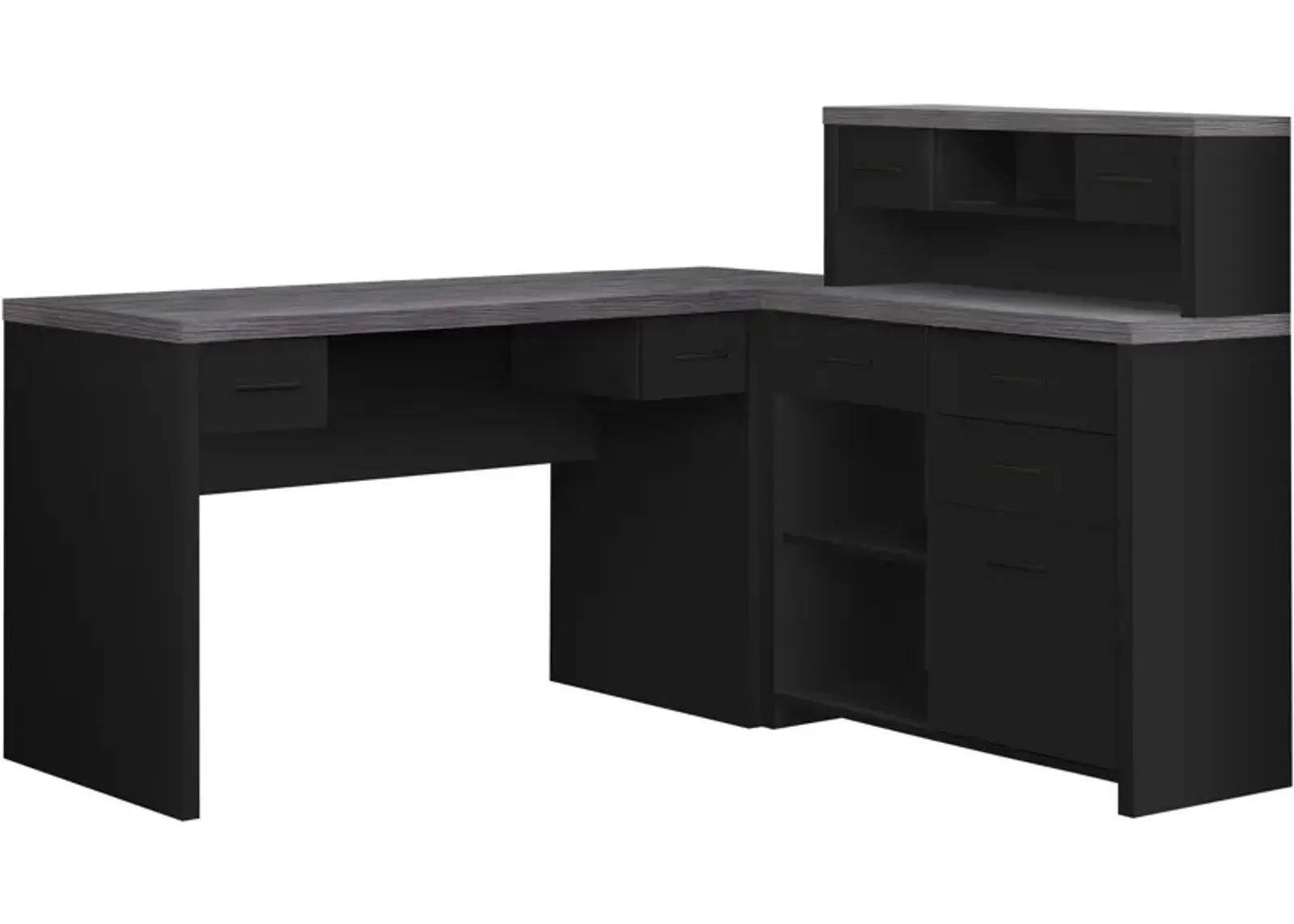 Melvin L-Shaped Desk - Black/Gray