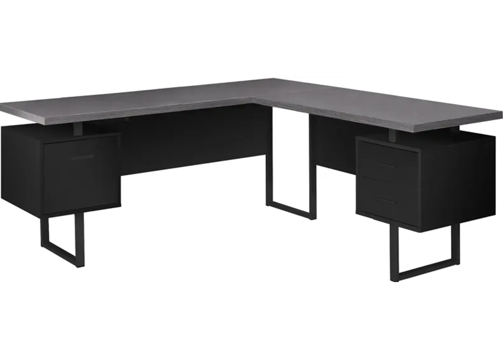 Alonzo L-Shaped Desk - Black/Gray