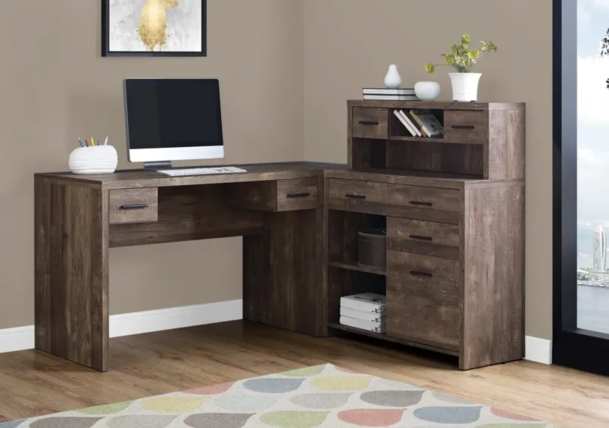 Melvin L-Shaped Desk - Brown