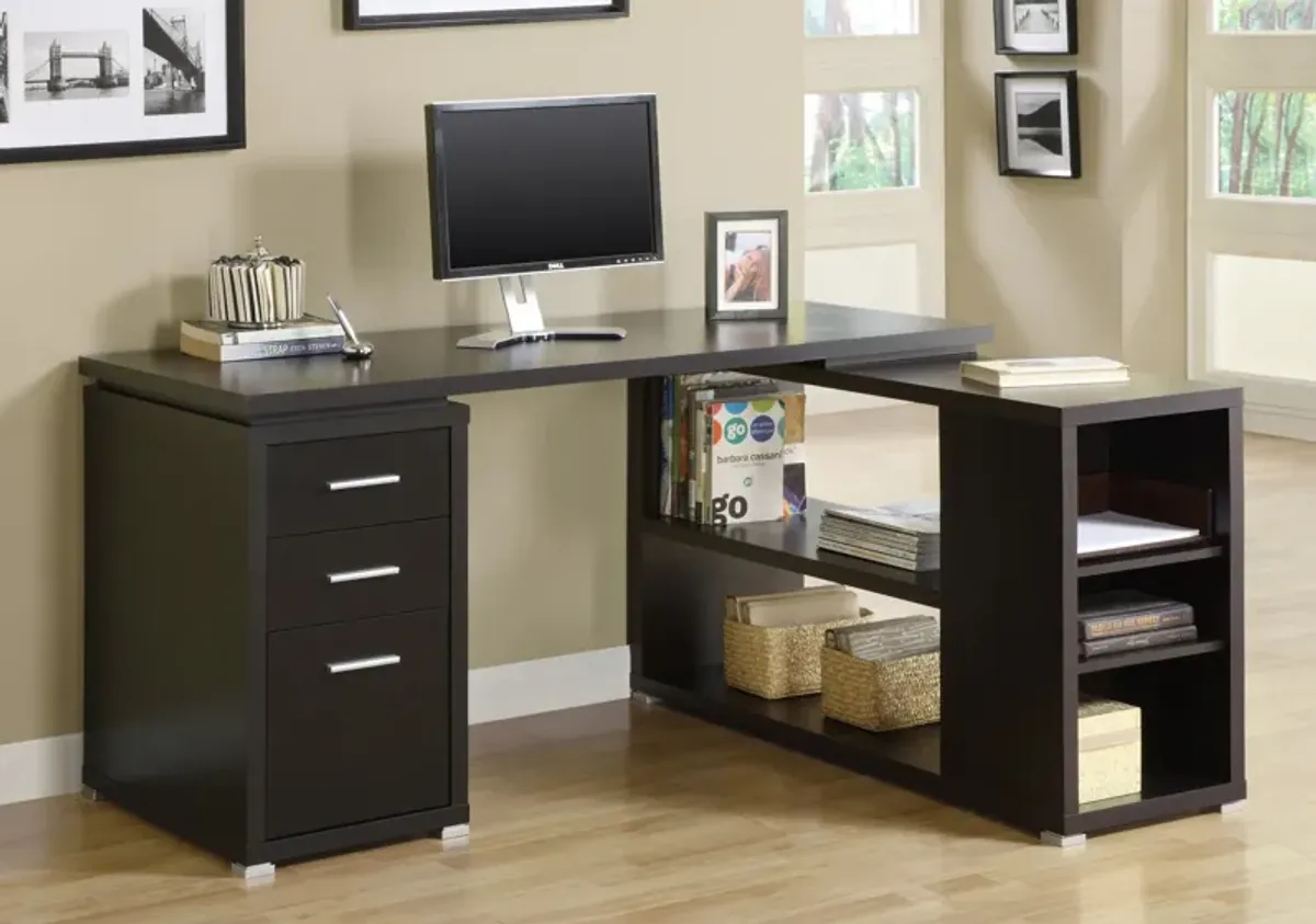 Stanley L-Shaped Desk - Dark Brown