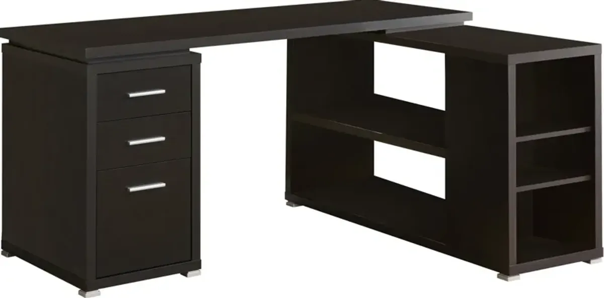 Stanley L-Shaped Desk - Dark Brown