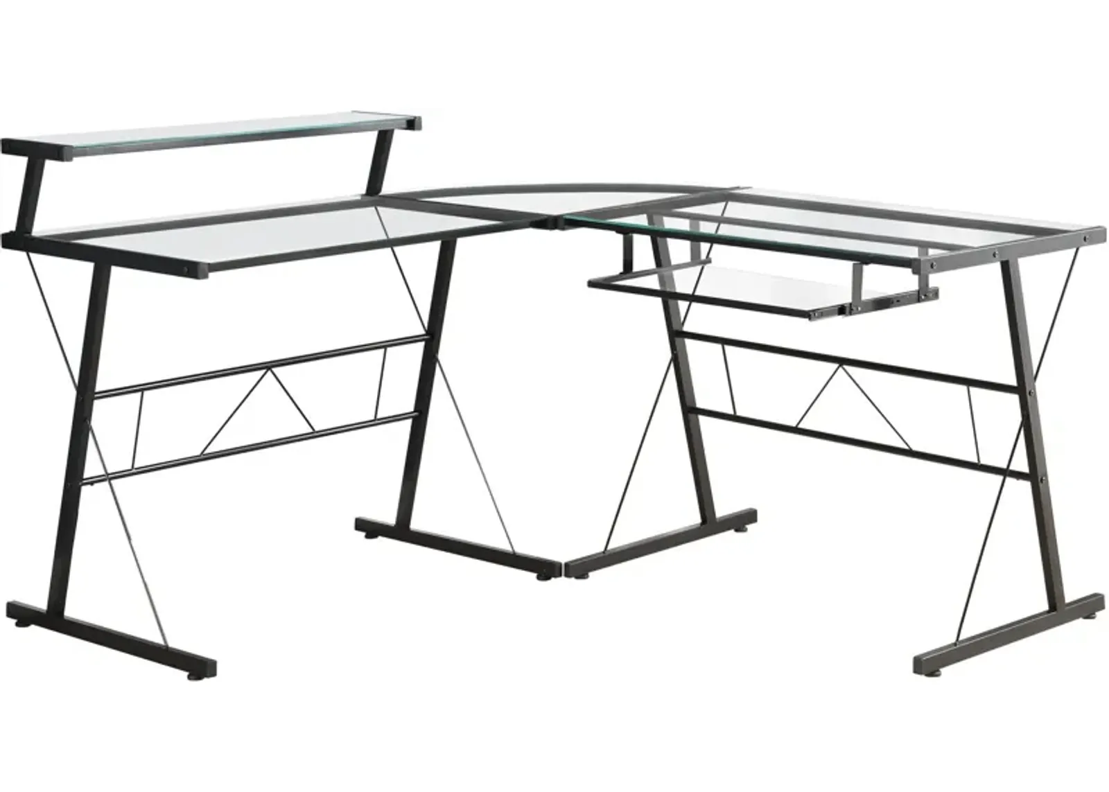 Earnest L-Shaped Desk - Glass