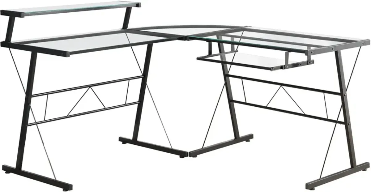 Earnest L-Shaped Desk - Glass