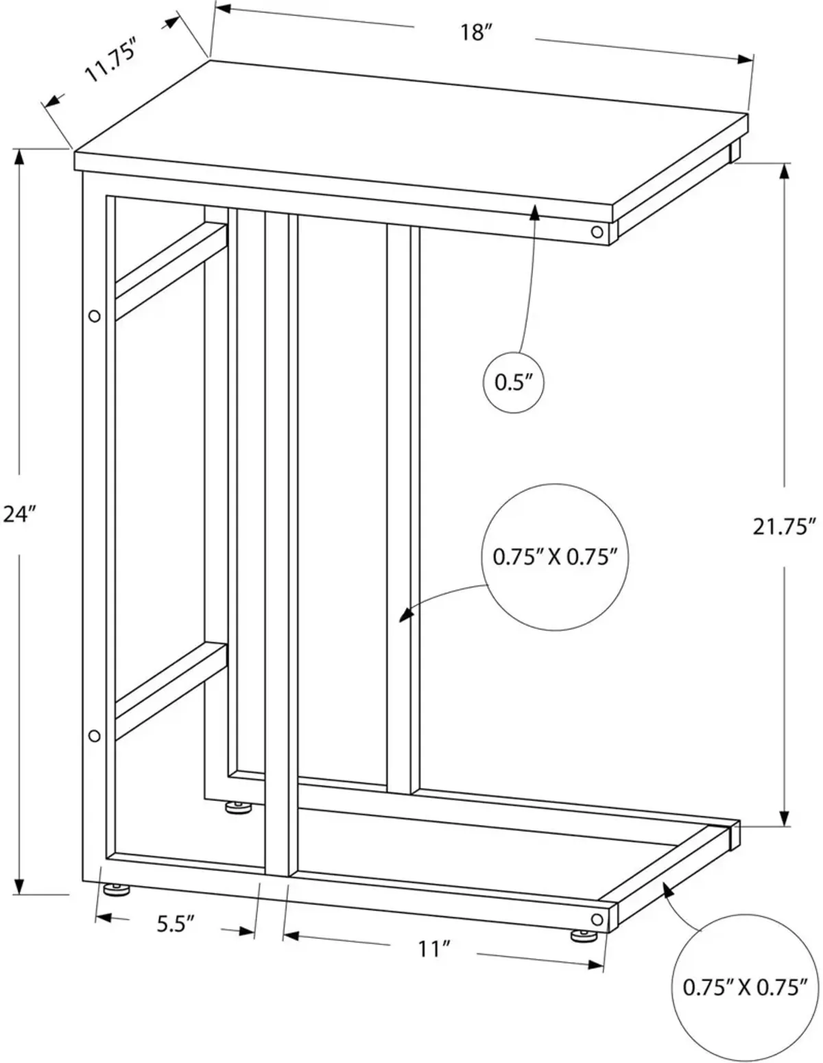 Clare End Table - Gray