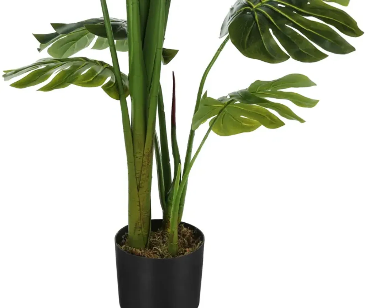 Faux 4' Monstera Plant with Black Planter