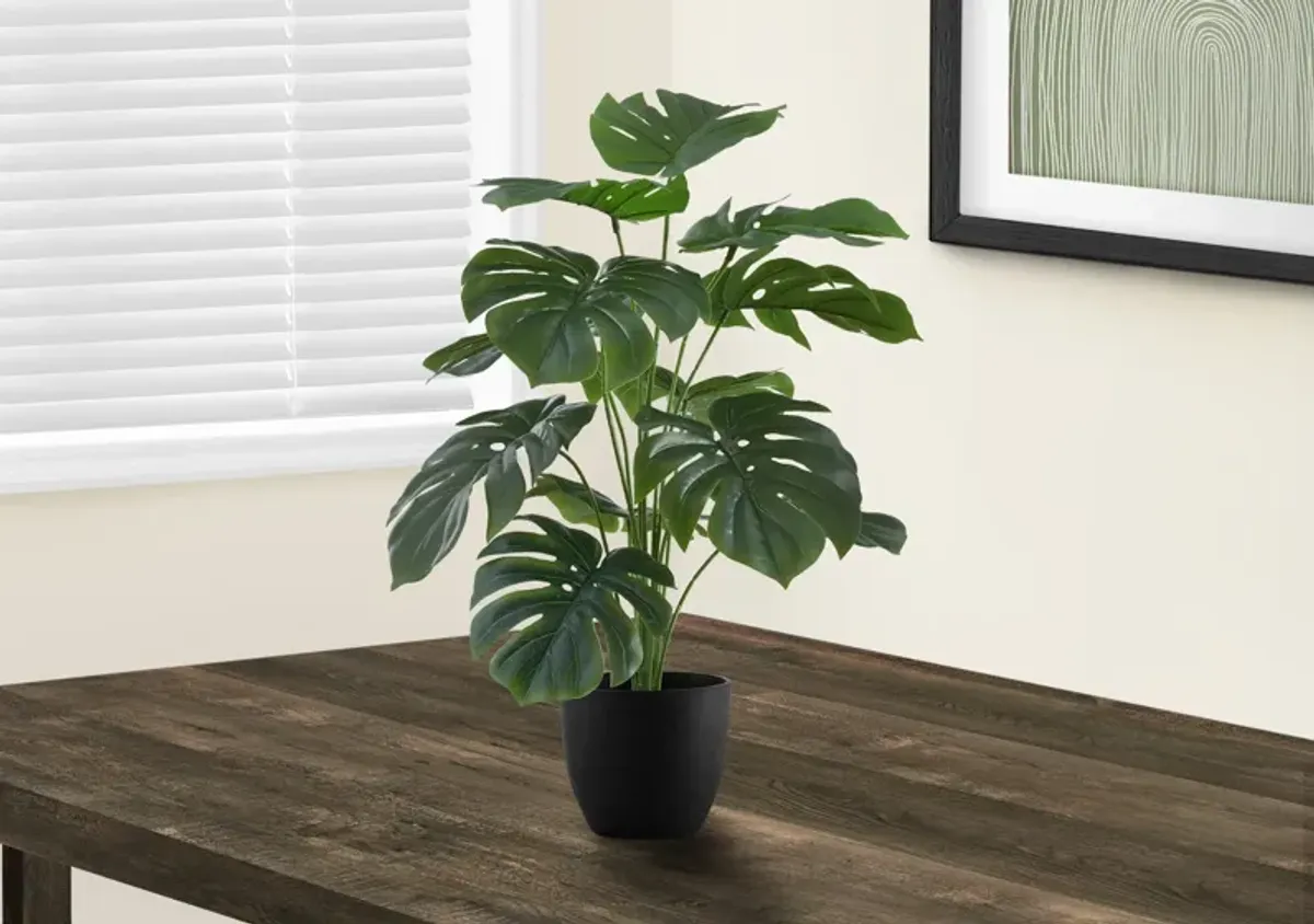 Faux 2' Monstera Plant with Black Planter