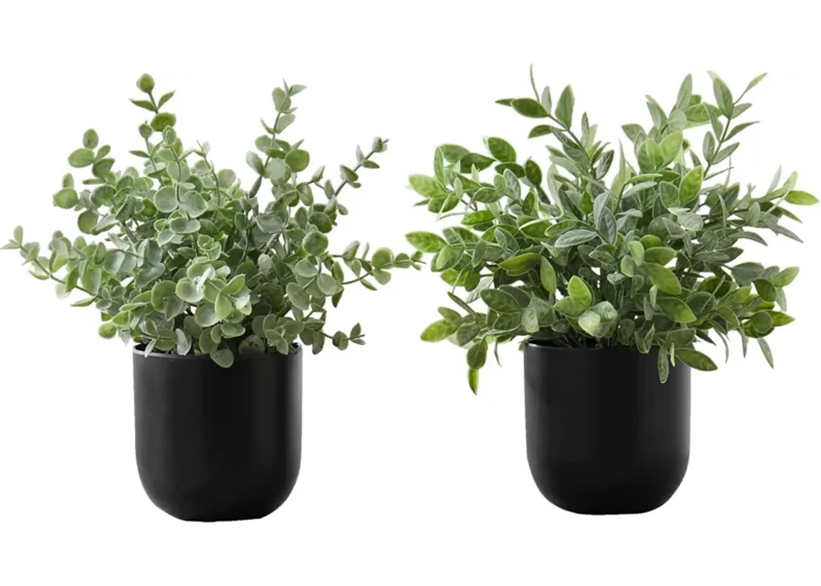 Set of 2 Faux 1' Eucalyptus with Black Planter