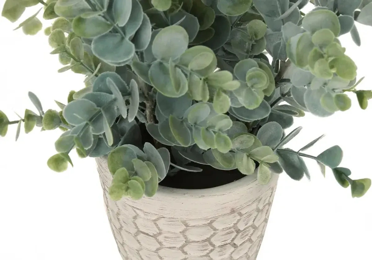 Set of 2 Faux 1' Eucalyptus with White Planter