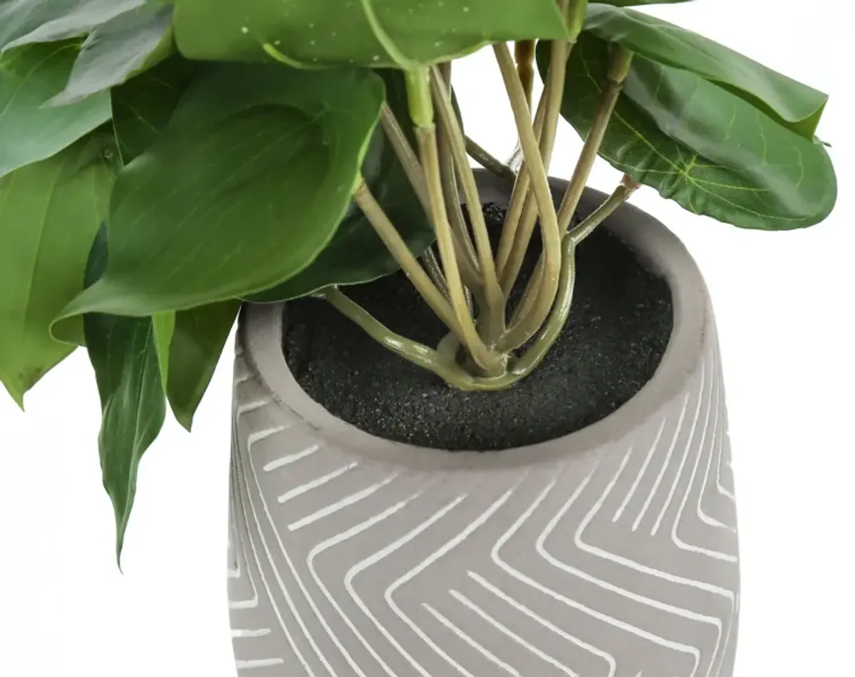 Set of 2 Faux Alocasia with White Planters