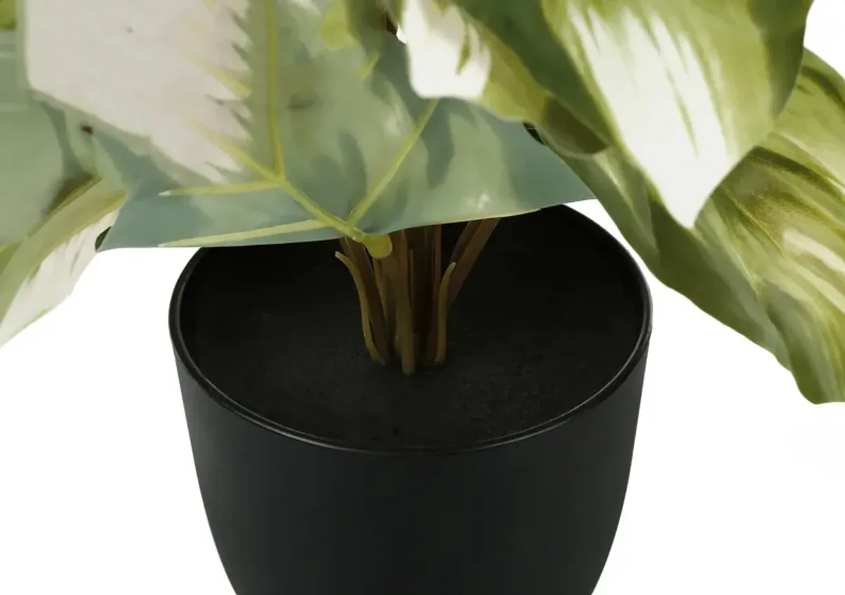 Set of 2 Faux 1' Monstera Plants with Black Planters