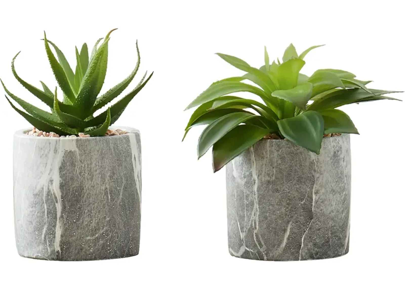 Set of 2 Faux Succulent with Gray Planters