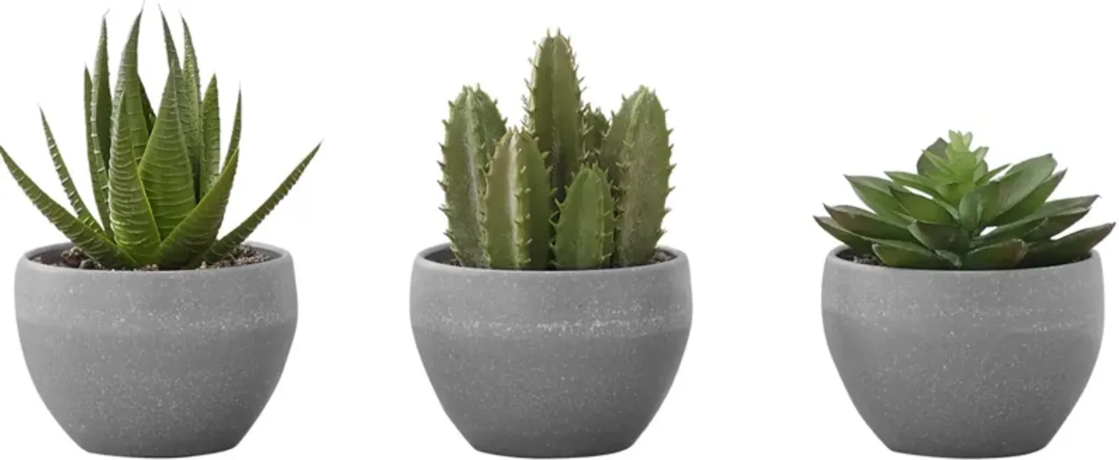 Set of 3 Faux Succulent with Gray Planters