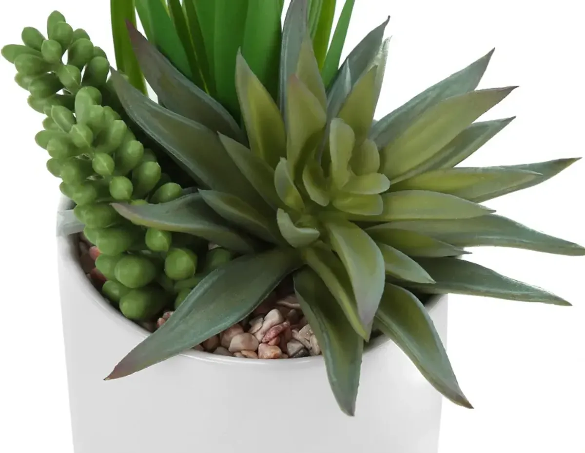 Set of 2 Faux Succulent with White Planters