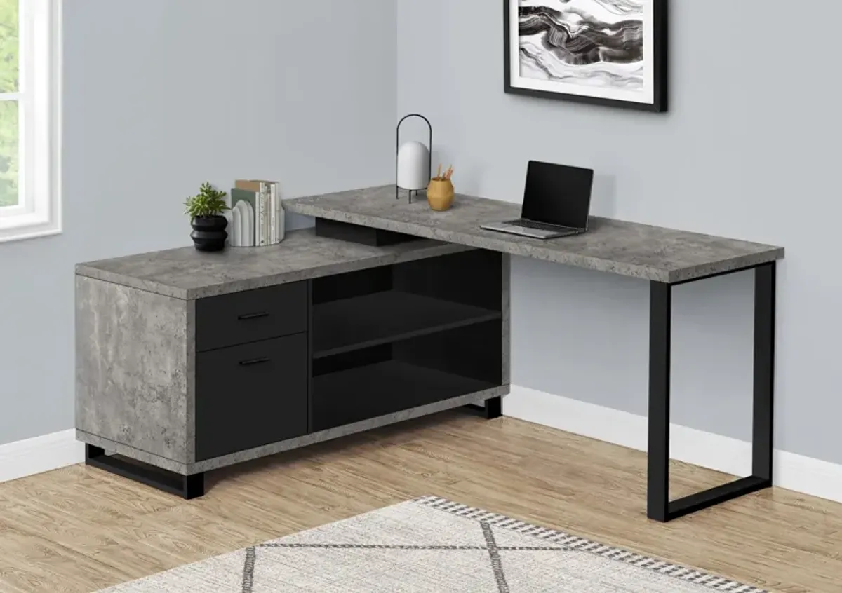 Claud L-Shaped Desk - Gray Concrete