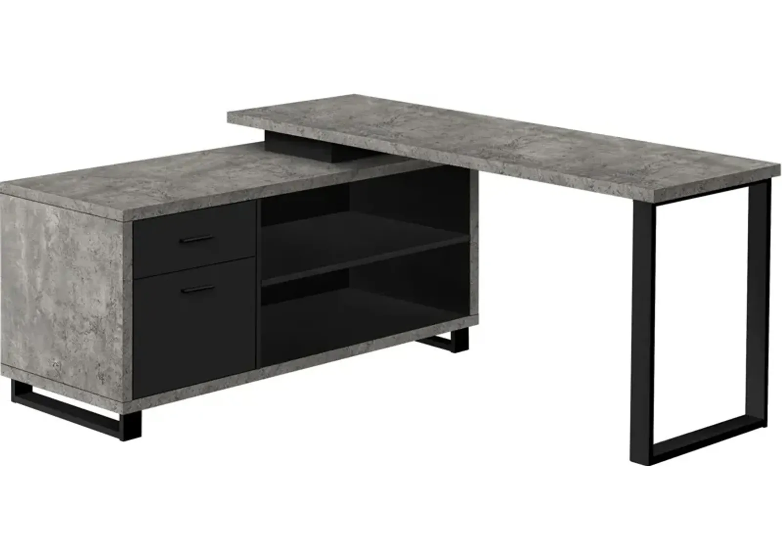 Claud L-Shaped Desk - Gray Concrete