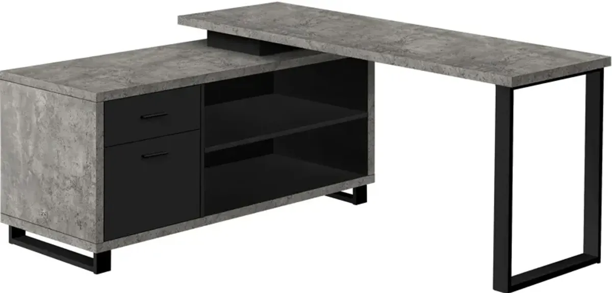 Claud L-Shaped Desk - Gray Concrete