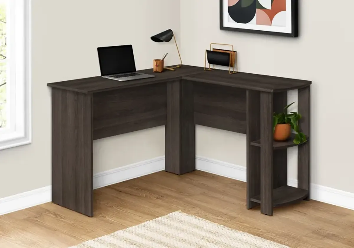 Moses L-Shaped Desk - Dark Brown