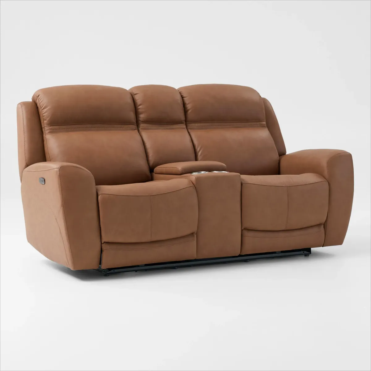 Kenyon Dual-Power Reclining Sofa and Loveseat with Console Set - Tan