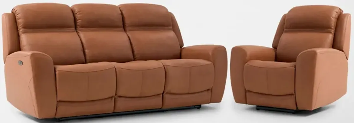 Kenyon Dual-Power Reclining Sofa and Recliner Set - Tan