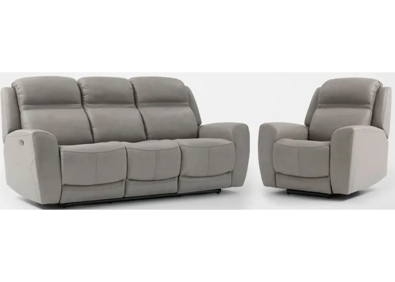 Kenyon Dual-Power Reclining Sofa and Recliner Set - Light Gray