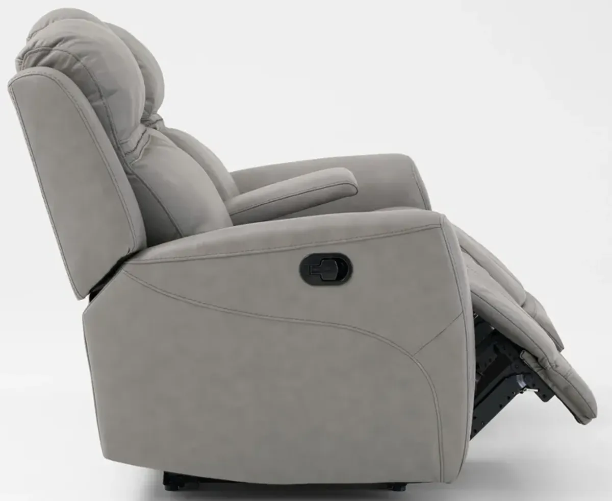 Kenyon Manual Reclining Loveseat with Console - Light Gray