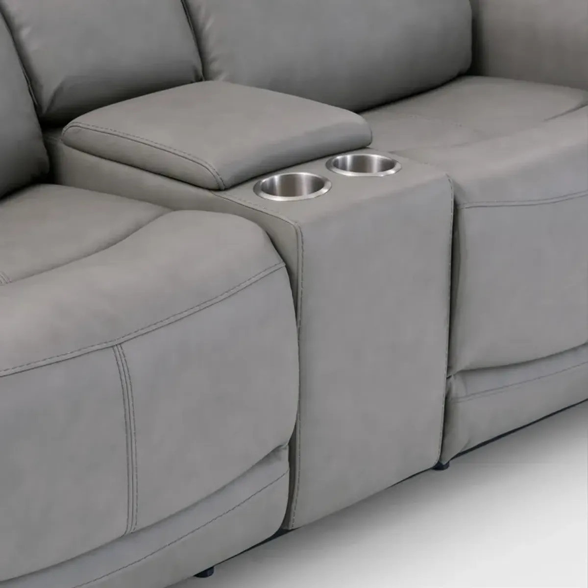 Kenyon Manual Reclining Loveseat with Console - Light Gray