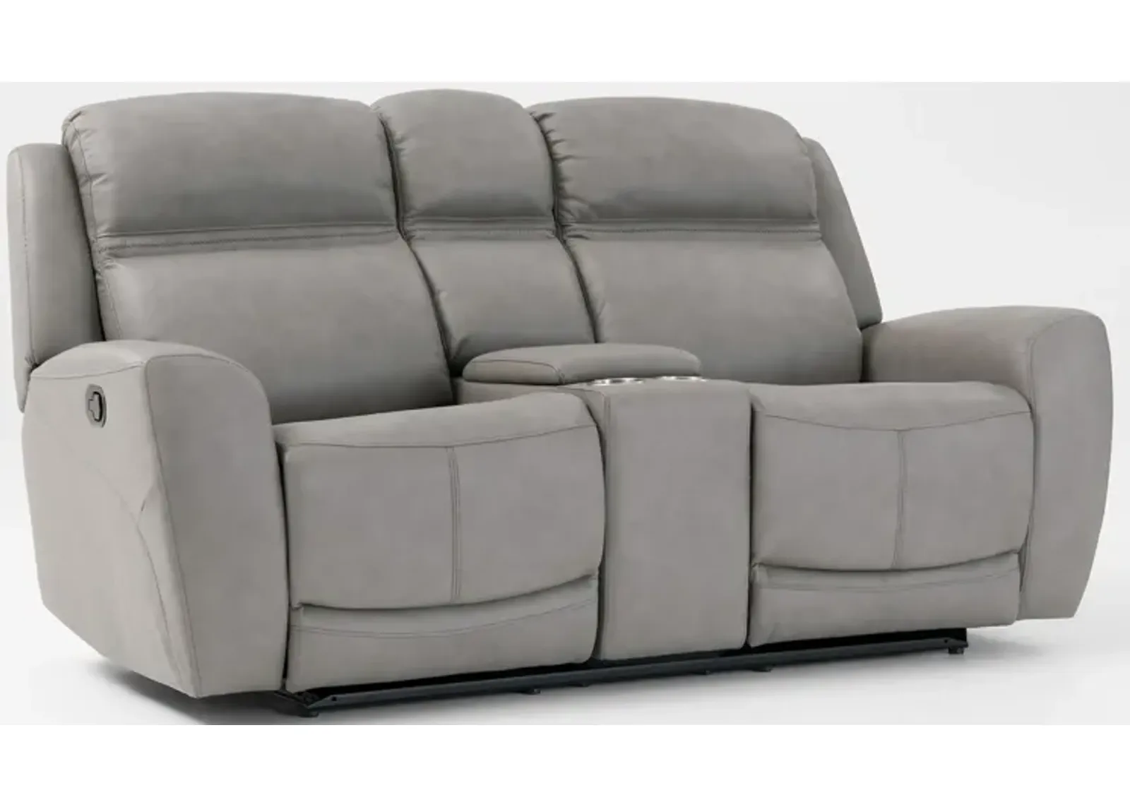 Kenyon Manual Reclining Loveseat with Console - Light Gray