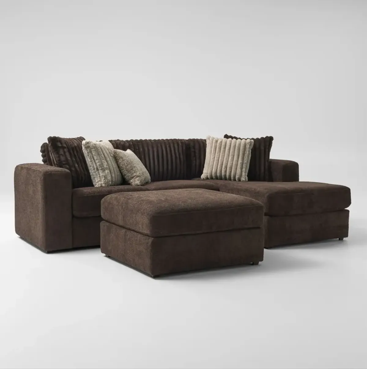 Nori 2-Piece Sectiona with Right-Facing Chaise and Ottoman - Espresso