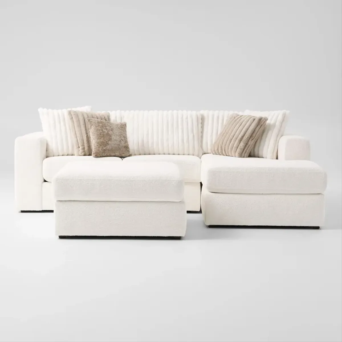 Nori 2-Piece Sectional with Right-Facing Chaise and Ottoman - White