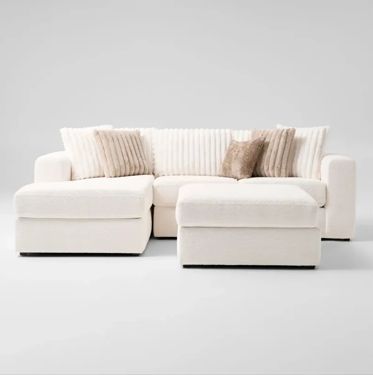 Nori 2-Piece Sectional with Left-Facing Chaise and Ottoman - White