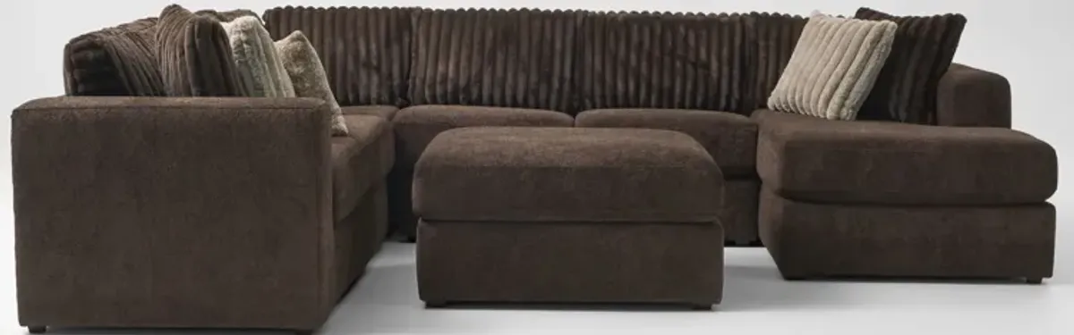 Nori 4-Piece Sectional with Right-Facing Chaise and Ottoman - Espresso