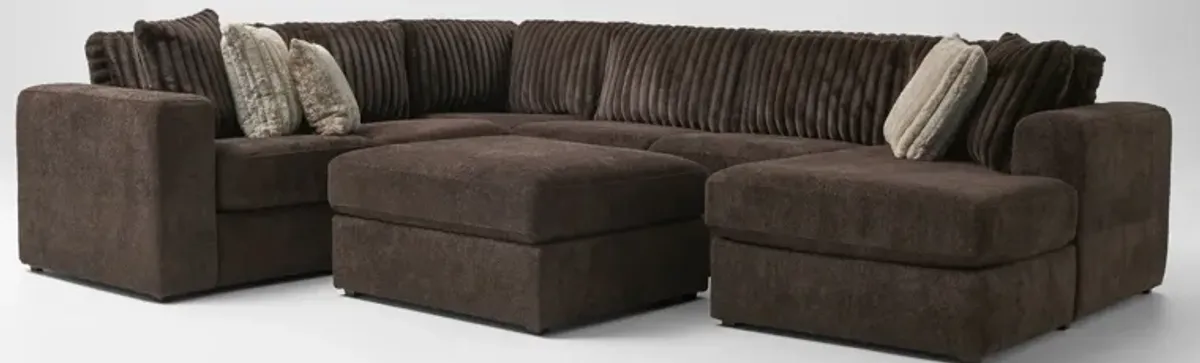 Nori 4-Piece Sectional with Right-Facing Chaise and Ottoman - Espresso