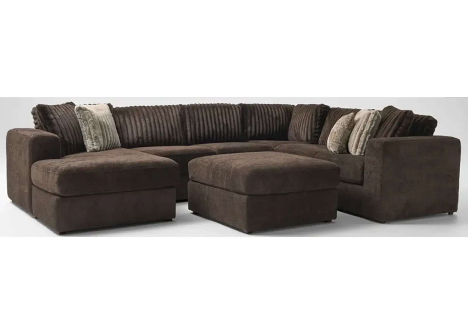 Nori 4-Piece Sectional with Left-Facing Chaise and Ottoman - Espresso