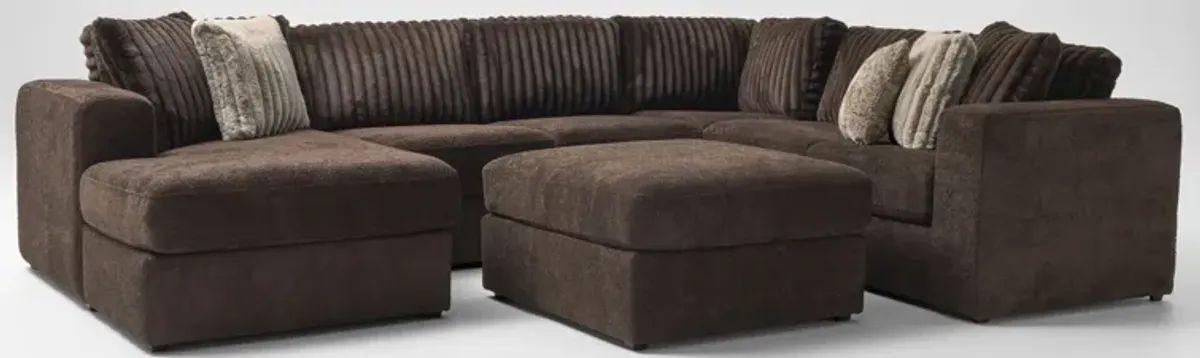 Nori 4-Piece Sectional with Left-Facing Chaise and Ottoman - Espresso