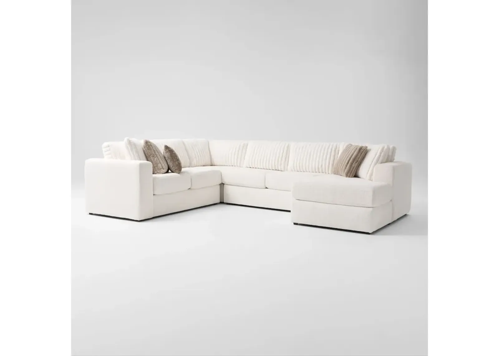 Nori 4-Piece Sectional with Right-Facing Chaise - White