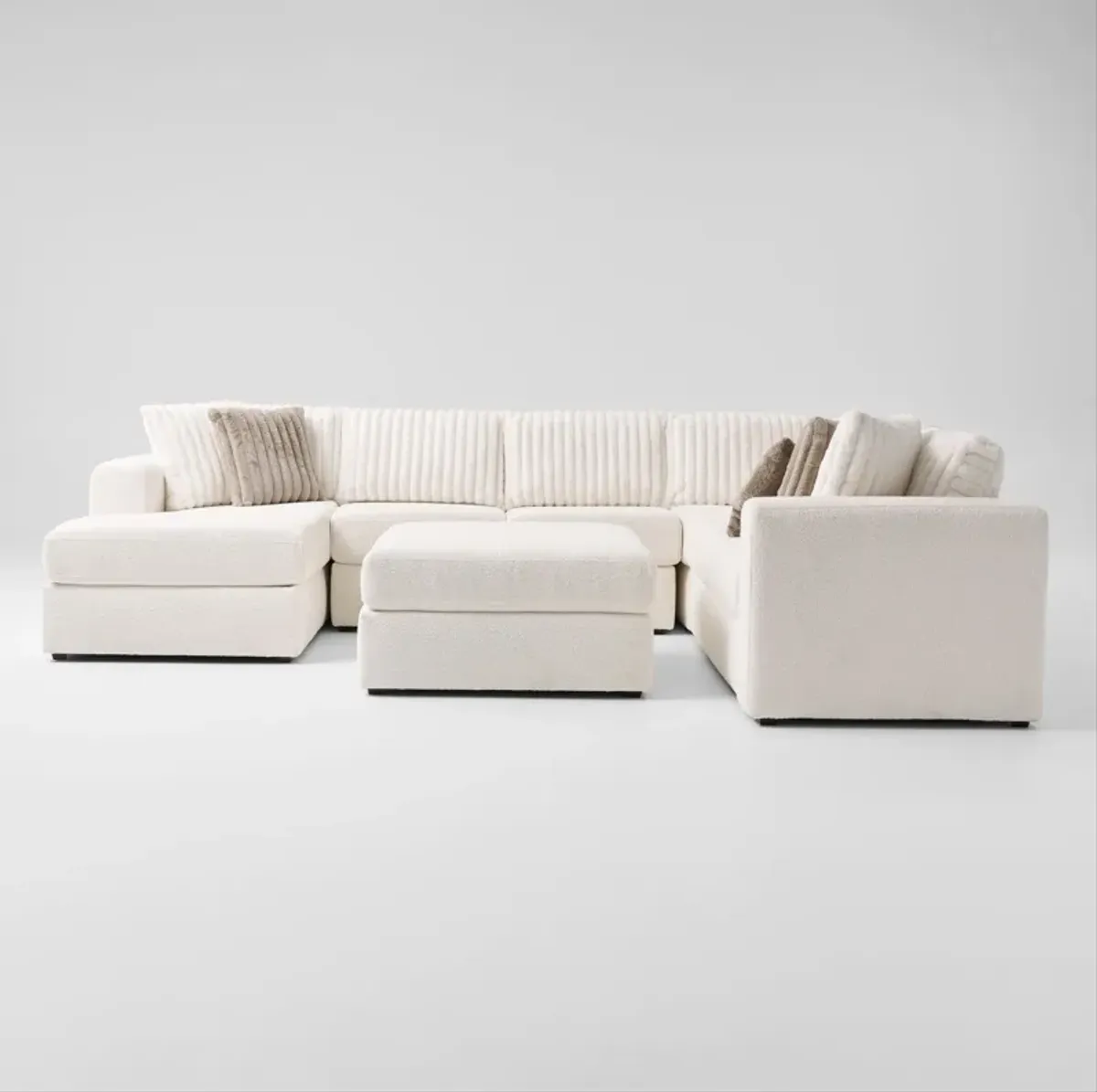 Nori 4-Piece Sectional with Left-Facing Chaise and Ottoman - White