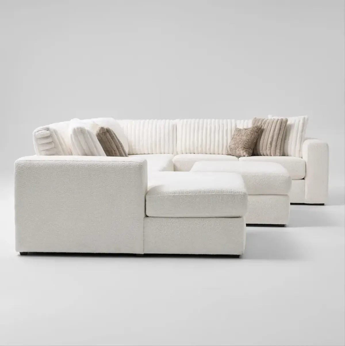 Nori 4-Piece Sectional with Left-Facing Chaise and Ottoman - White