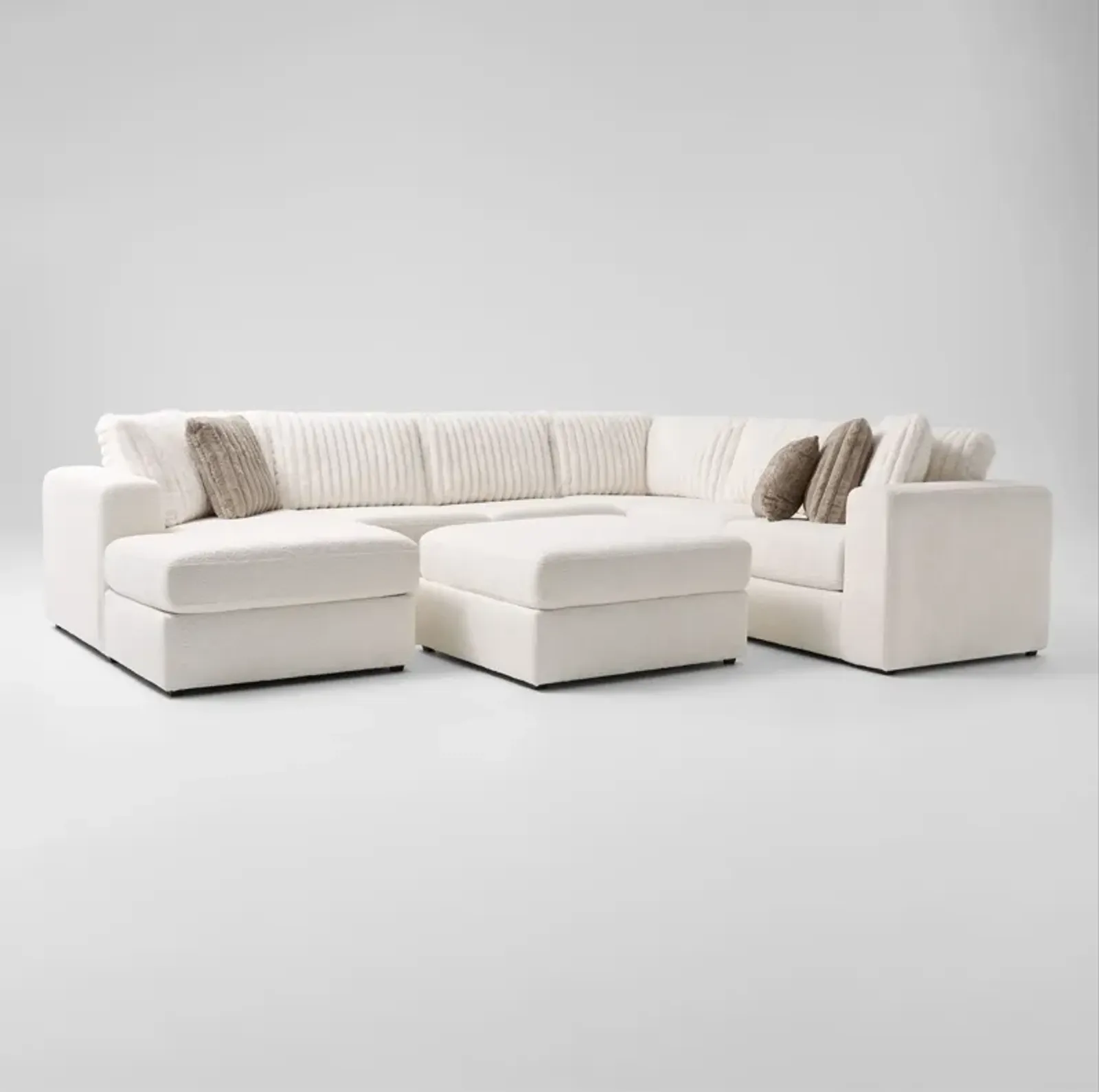 Nori 4-Piece Sectional with Left-Facing Chaise and Ottoman - White