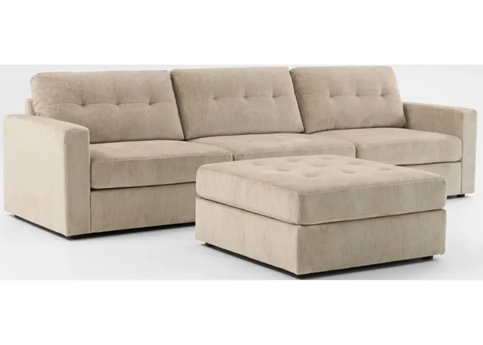 Martino 3-Piece Sofa and Ottoman - Sand