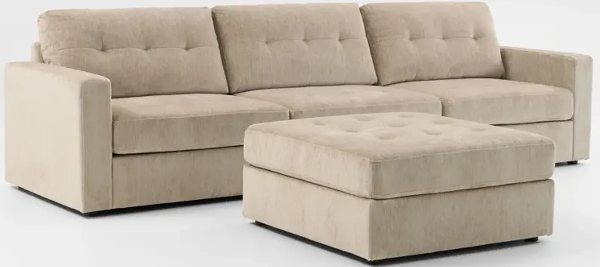 Martino 3-Piece Sofa and Ottoman - Sand