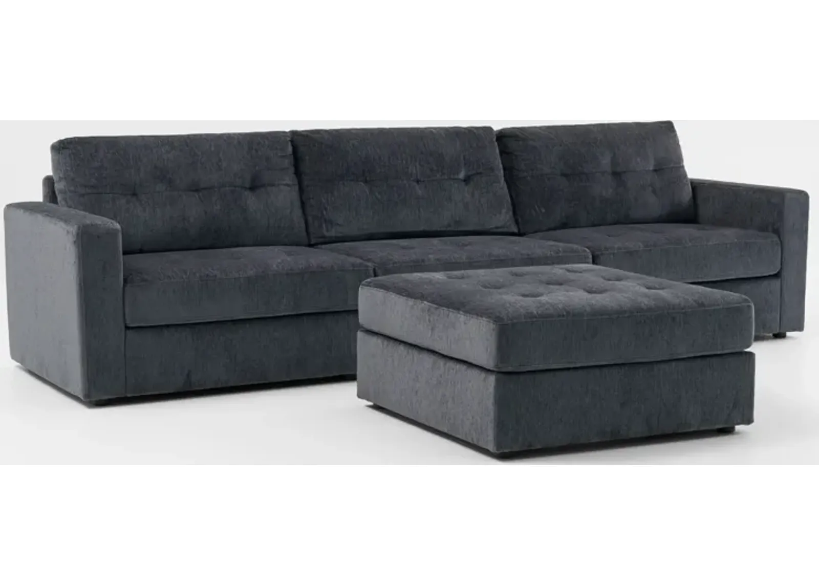 Martino 3-Piece Sofa and Ottoman - Midnight