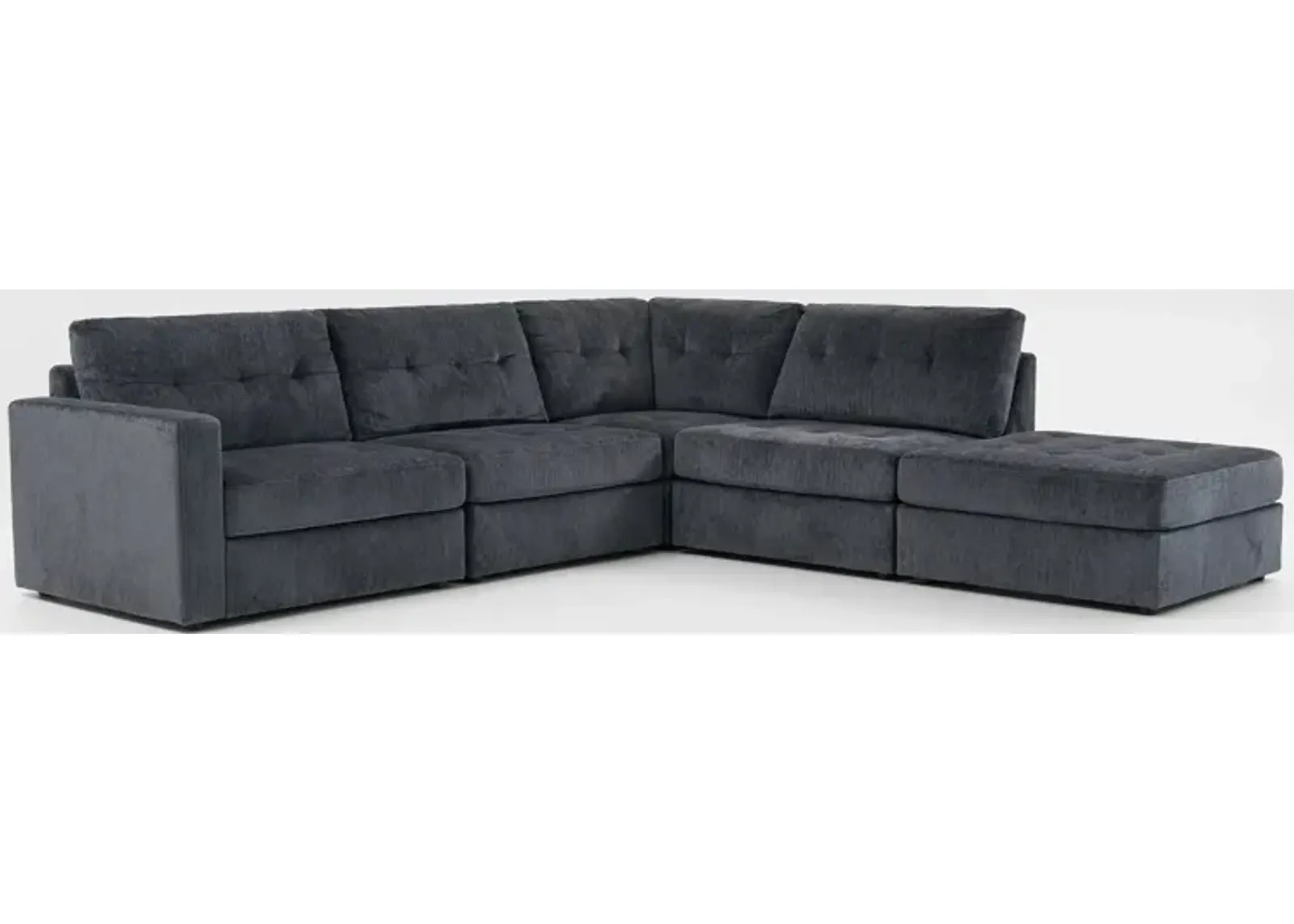 Martino 4-Piece Sectional and Ottoman - Midnight