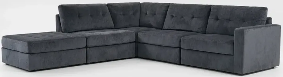 Martino 4-Piece Sectional and Ottoman - Midnight