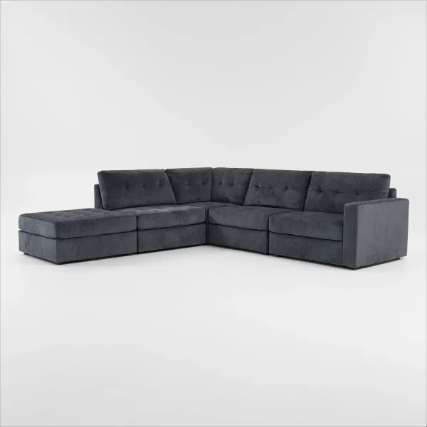 Martino 4-Piece Sectional and Ottoman - Midnight