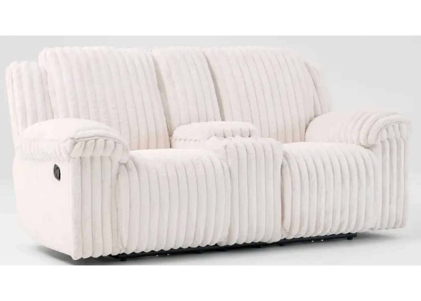 Rafi Manual Reclining Loveseat with Console - White