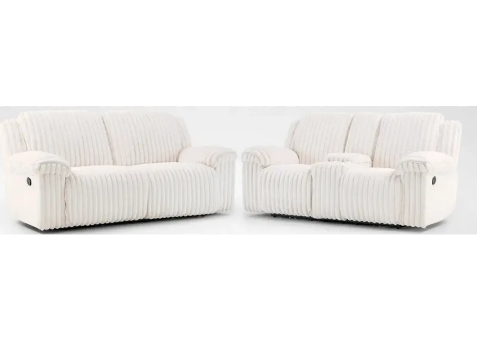 Rafi Manual Reclining Sofa and Loveseat Set - White