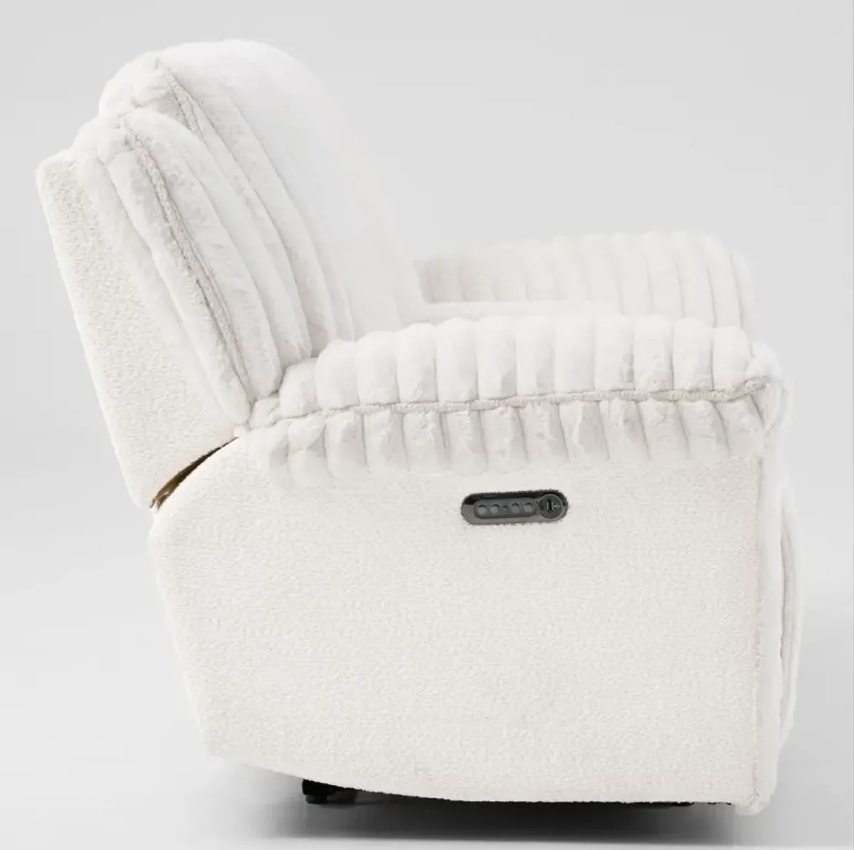 Rafi Dual-Power Reclining Loveseat with Console - White