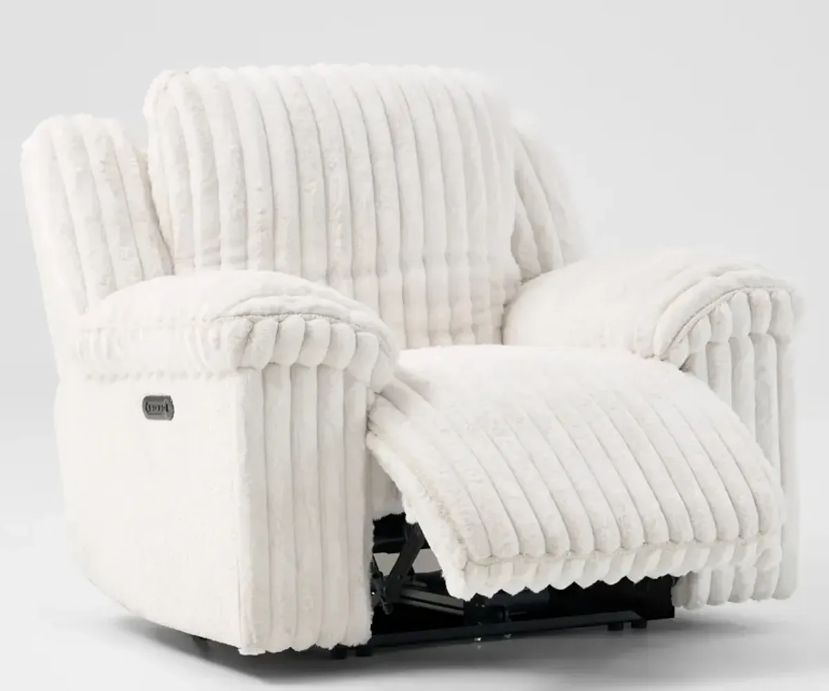 Rafi Dual-Power Reclining Sofa and Recliner Set - White