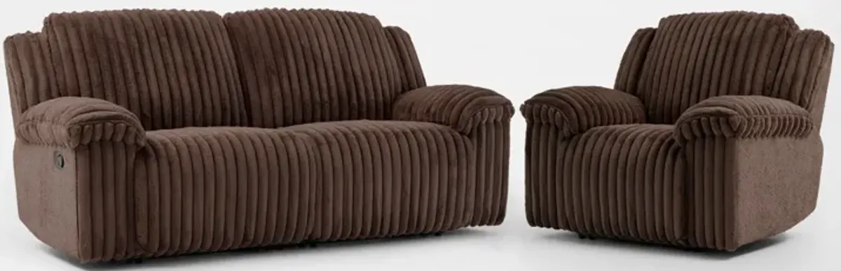 Rafi Manual Reclining Sofa and Recliner Set - Espresso