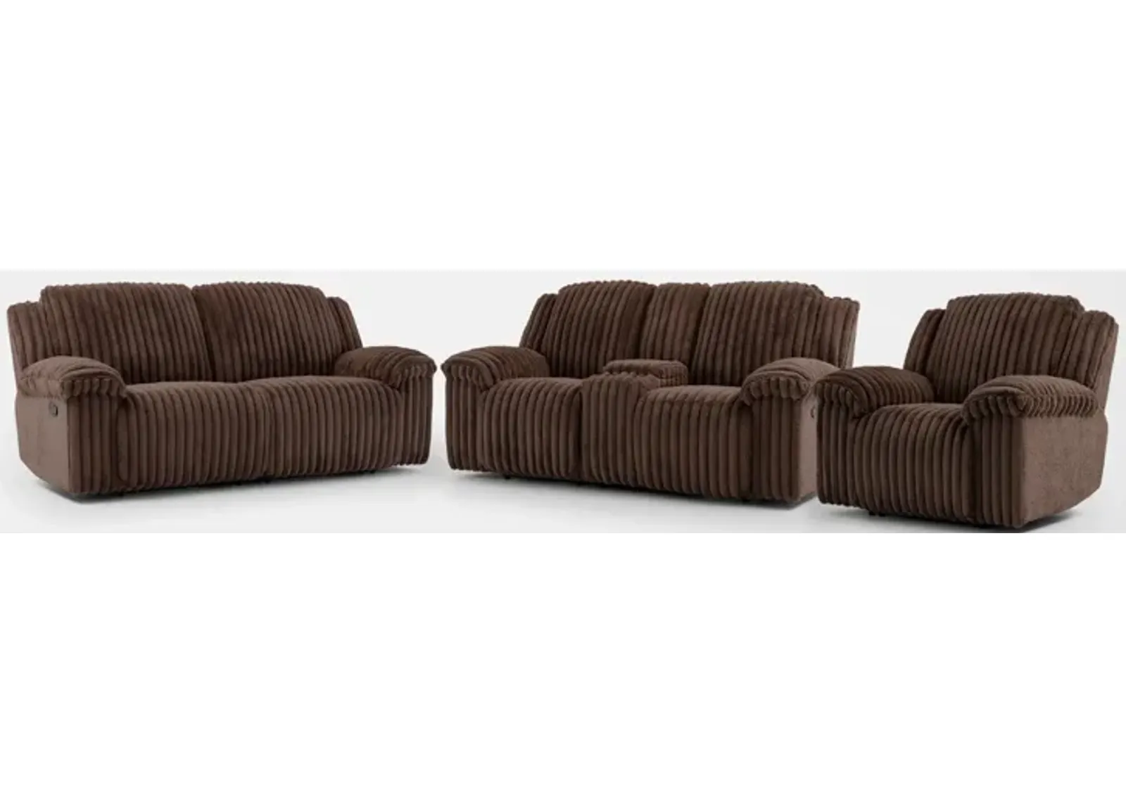 Rafi Manual Reclining Sofa, Loveseat and Recliner Set - Espresso